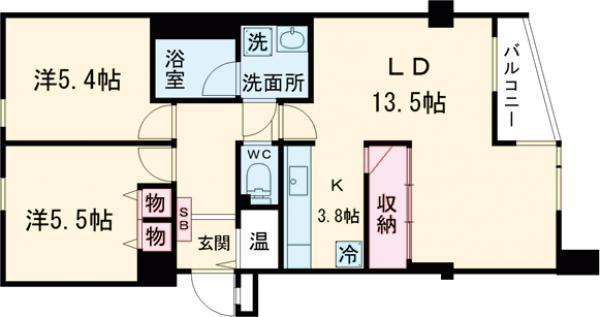 パレ二子玉川(2LDK/1階)の間取り写真