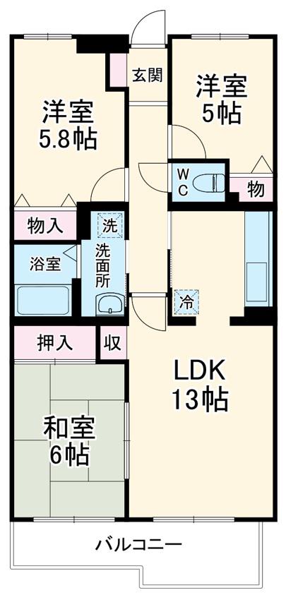 エムズ・アーク(3LDK/1階)の間取り写真