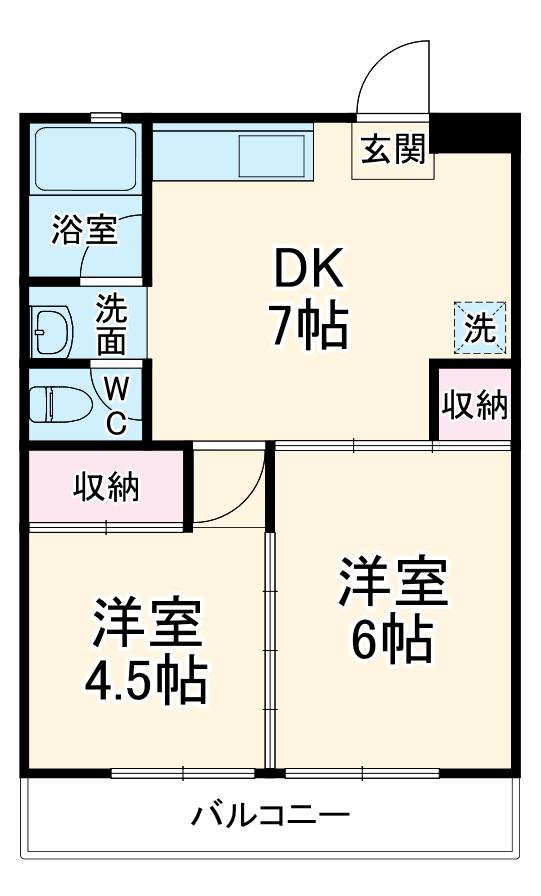 マンションヤジマA(2DK/1階)の間取り写真