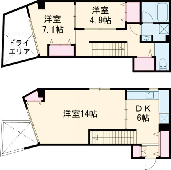 GRANDSTORY用賀2(1LDK/1階)の間取り写真