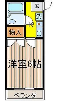 クロノス小金井(1K/2階)の間取り写真