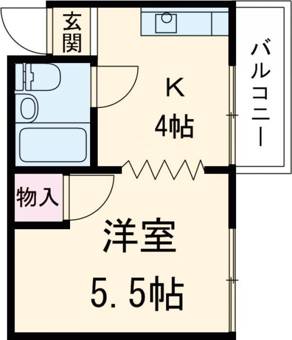パレスさつき(1DK/1階)の間取り写真