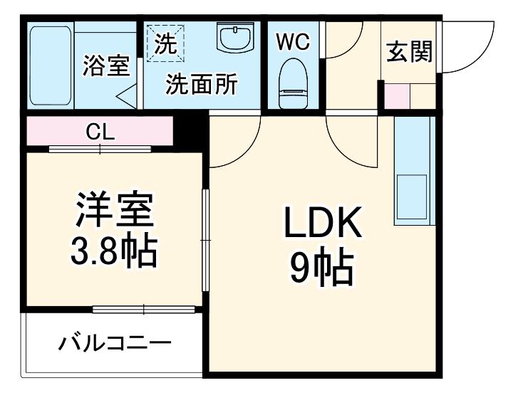 LECOCON刈谷Ⅱ(1LDK/3階)の間取り写真