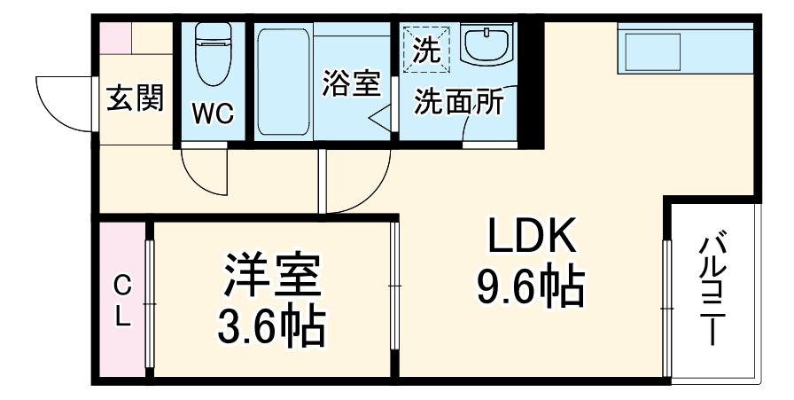 LECOCON刈谷Ⅱ(1LDK/2階)の間取り写真