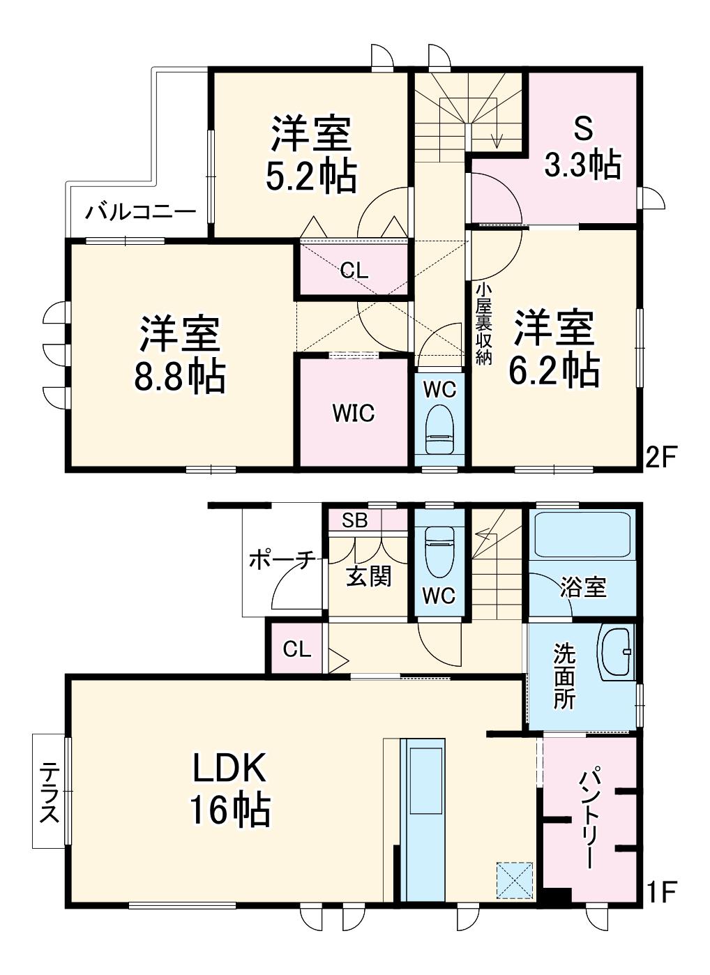 小田急電鉄江ノ島線 鶴間駅 徒歩23分 2階建 築6年(3SLDK)の間取り写真