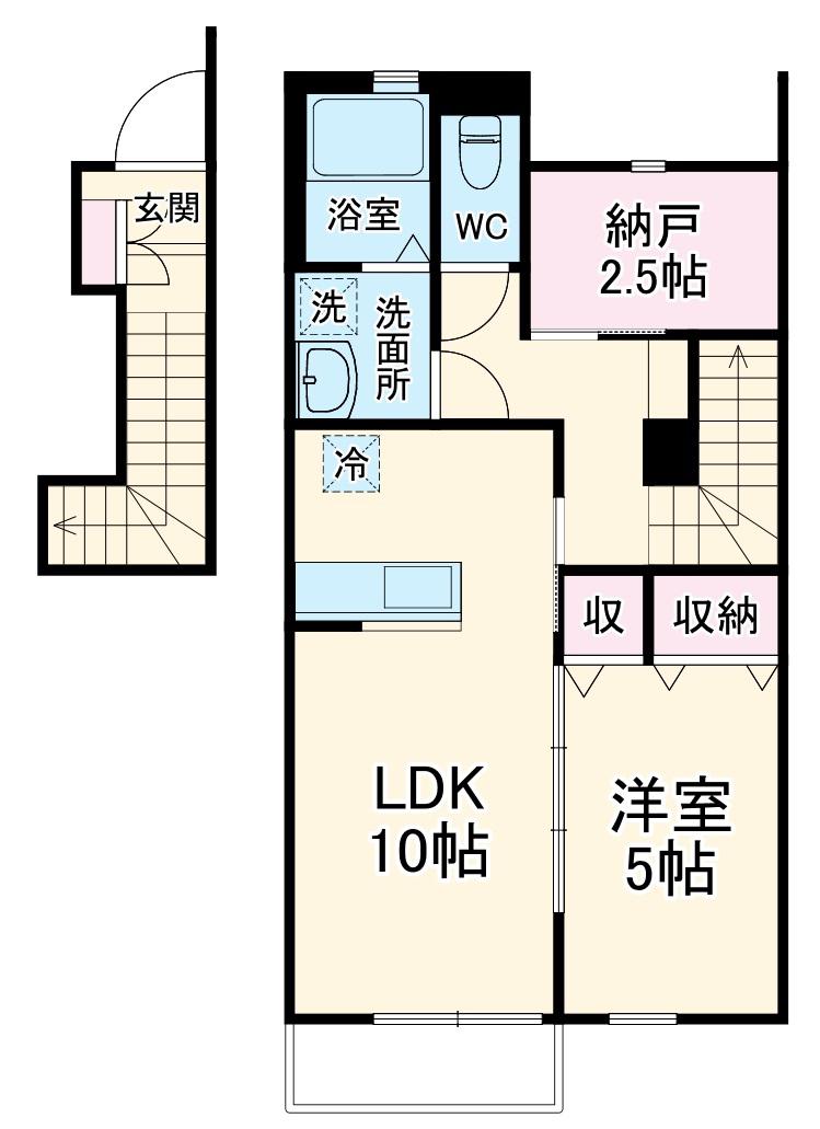 デュラカーサ 西大宮Ⅱ(1SLDK/2階)の間取り写真