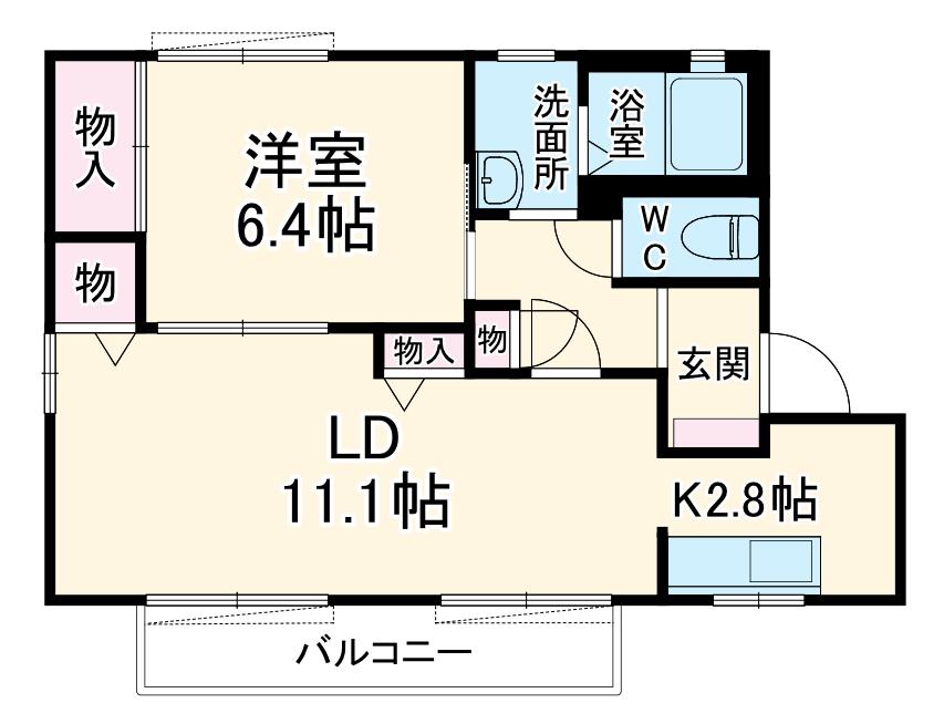 エミナンスKATO B棟(1LDK/2階)の間取り写真