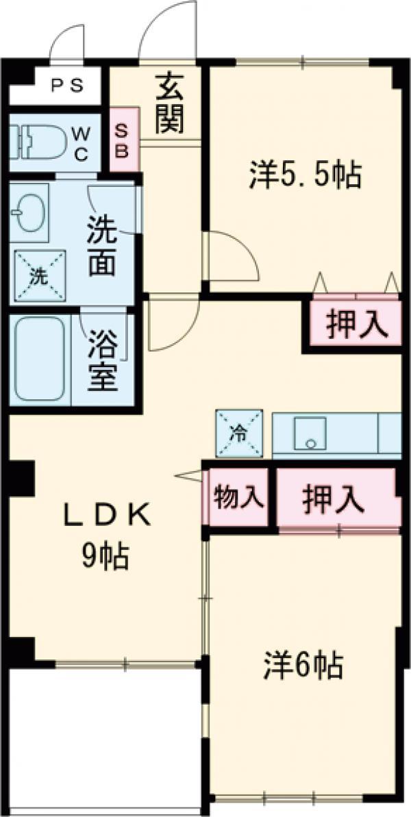 プルニエ5(2DK/3階)の間取り写真