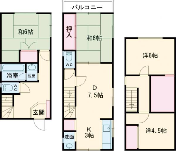 山陰本線 亀岡駅 徒歩194分 2階建 築33年(4DK)の間取り写真