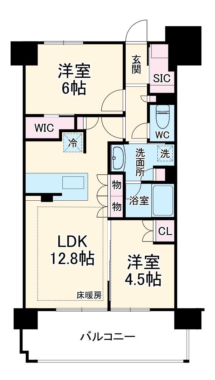 ファインレジデンス小田急相模原(2LDK/12階)の間取り写真