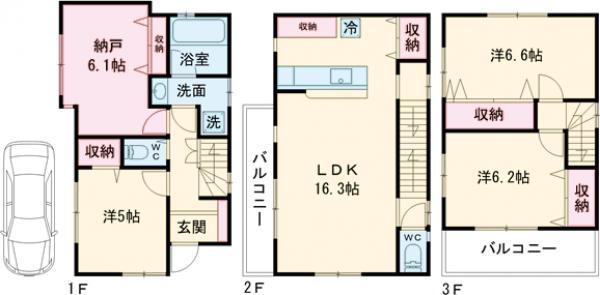 東京地下鉄千代田線 北綾瀬駅 徒歩6分 3階建 築9年(3SLDK)の間取り写真