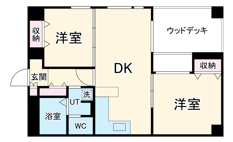 ワイズコート難波イースト(2DK/7階)の間取り写真
