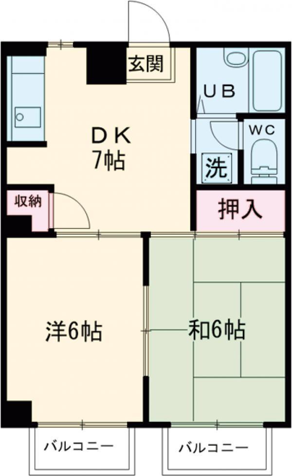 ディアホーム平岡(2DK/3階)の間取り写真