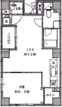 亀戸二丁目(1LDK/6階)の間取り写真