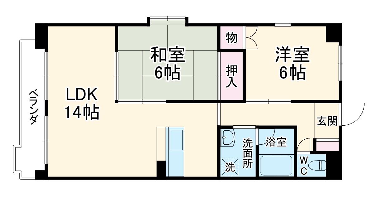 メゾン西山(2LDK/4階)の間取り写真