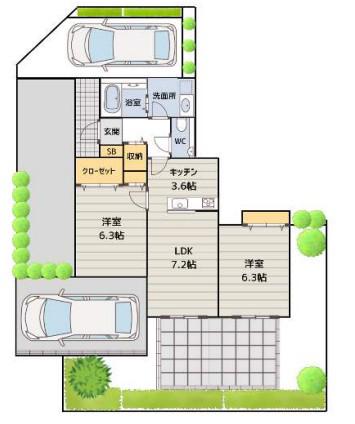 ファーストシティ立川E棟(2LDK/1階)の間取り写真