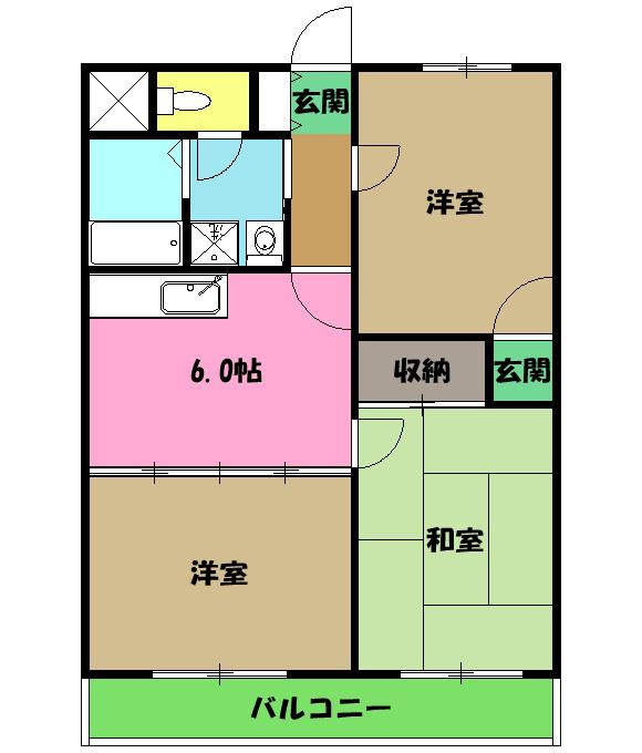 石上マンションA館(3DK/2階)の間取り写真