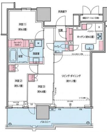 幕張ベイパーク ライズゲートタワー(3LDK/18階)の間取り写真