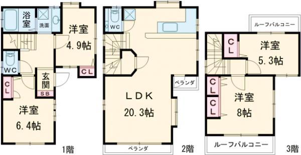 小田急電鉄小田原線 成城学園前駅 徒歩18分 2階建 築25年(4LDK)の間取り写真