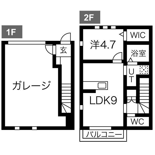 ユノアーレ ベースⅡ(1LDK/1階)の間取り写真