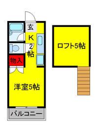 キャリーハイツ1(ワンルーム/1階)の間取り写真