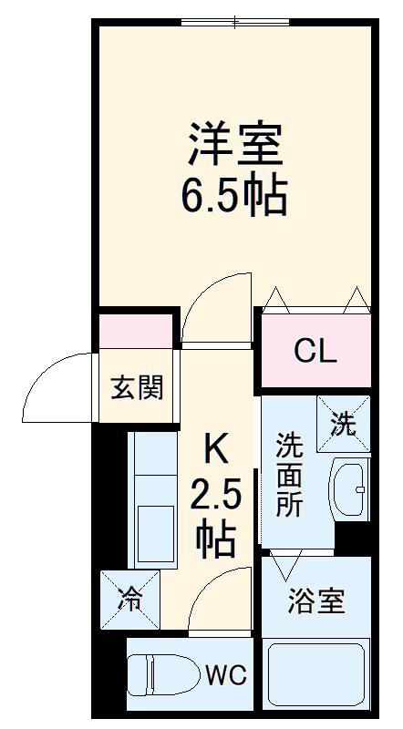クレール藤沢2(1K/2階)の間取り写真