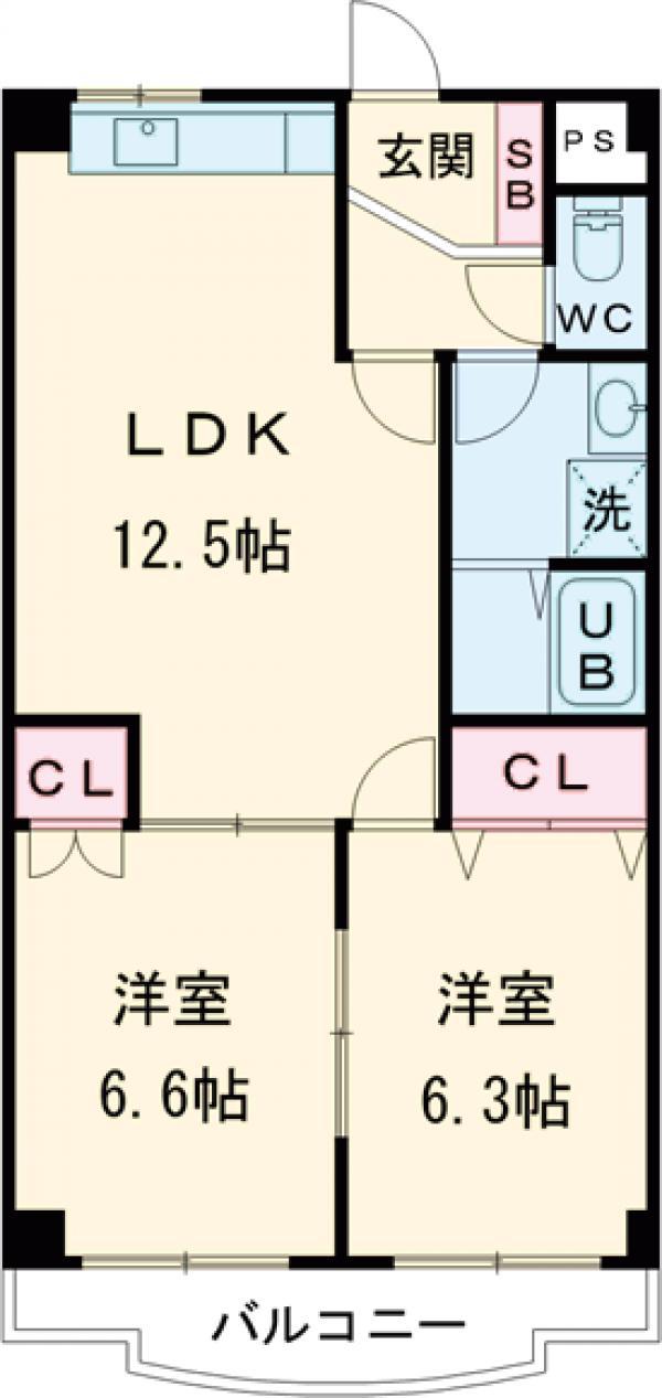 グランシャリオ(2LDK/1階)の間取り写真