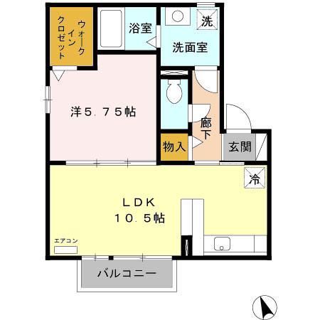 アミティエM(1LDK/2階)の間取り写真