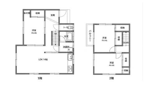 中央本線 相模湖駅 バス乗車時間：19分 三ケ木バス停で下車 徒歩16分 2階建 築43年(3LDK)の間取り写真