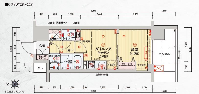 ベラジオ雅び京都七条ウエストⅡ(1DK/2階)の間取り写真