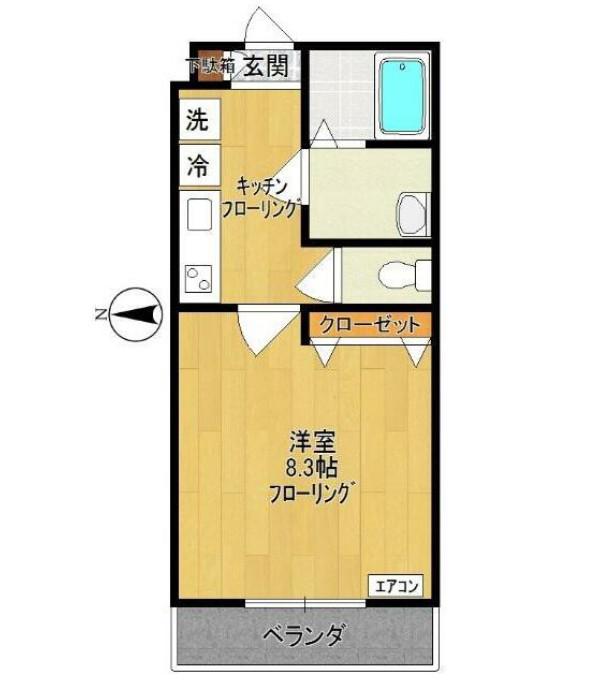 スクエアⅡ(1K/3階)の間取り写真