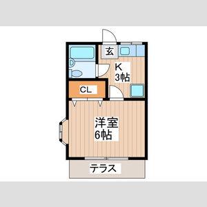 サンブライトハイツ(1K/1階)の間取り写真