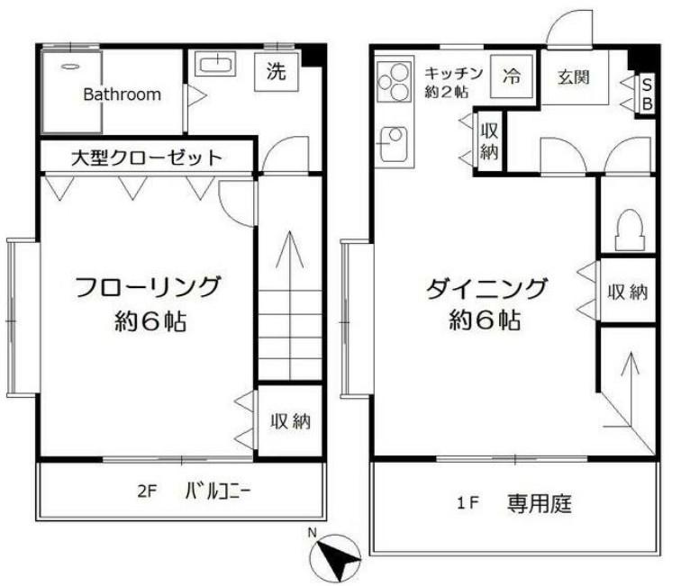 フローラルハイツⅡ(1DK/1階)の間取り写真