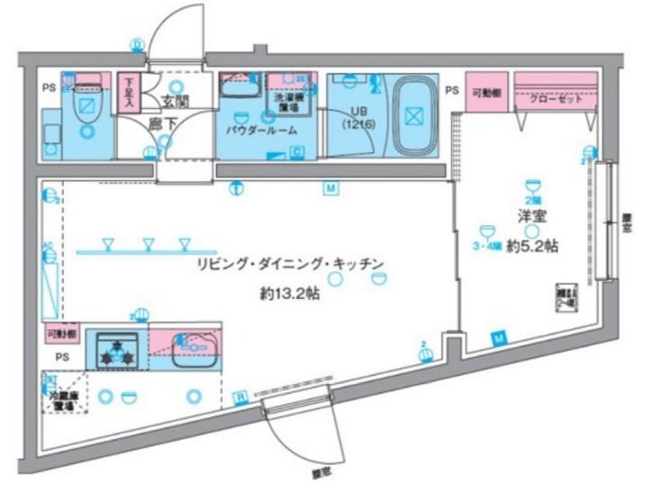 ジェノヴィア中野坂上(1LDK/4階)の間取り写真
