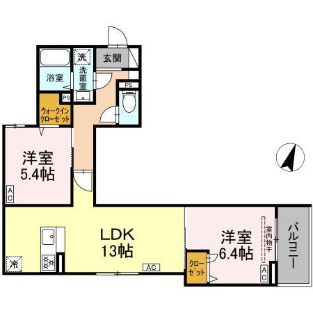 セレスティア鷺宮Ⅱ(2LDK/1階)の間取り写真