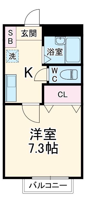 ベルメゾンSYⅡ(1K/1階)の間取り写真