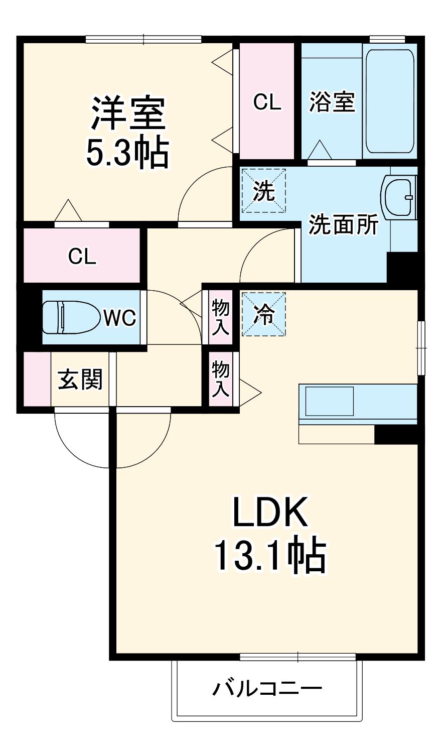 ボヌールK(1LDK/1階)の間取り写真
