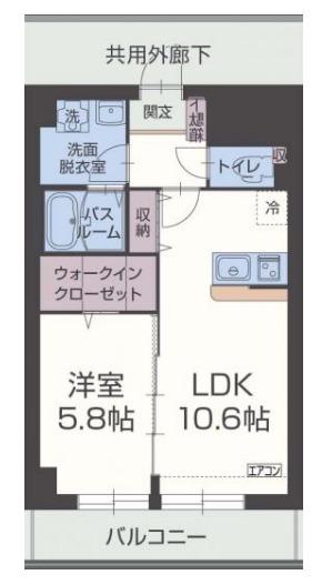 デル・スール(1LDK/4階)の間取り写真