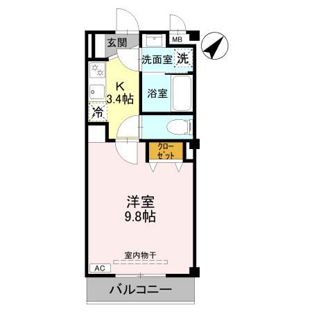 グランシャリオ(1K/2階)の間取り写真