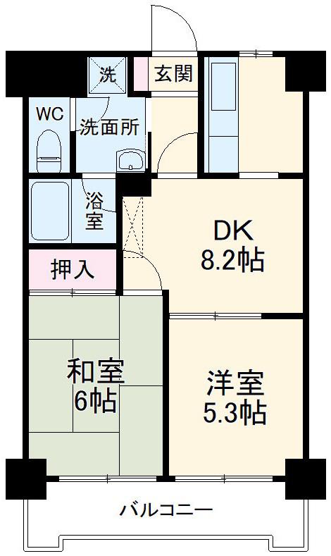 NICEアーバン鶴見中央2(2DK/6階)の間取り写真