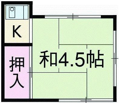 文月荘(ワンルーム/1階)の間取り写真