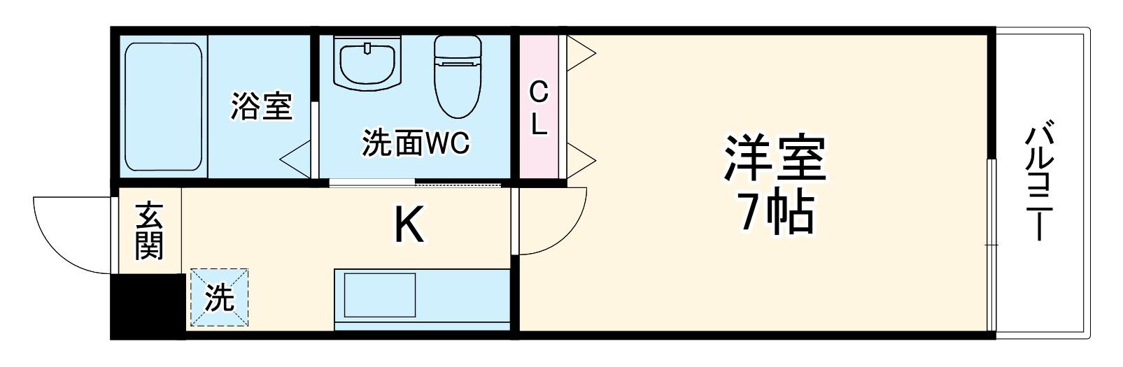 フォルビート五条(1K/1階)の間取り写真