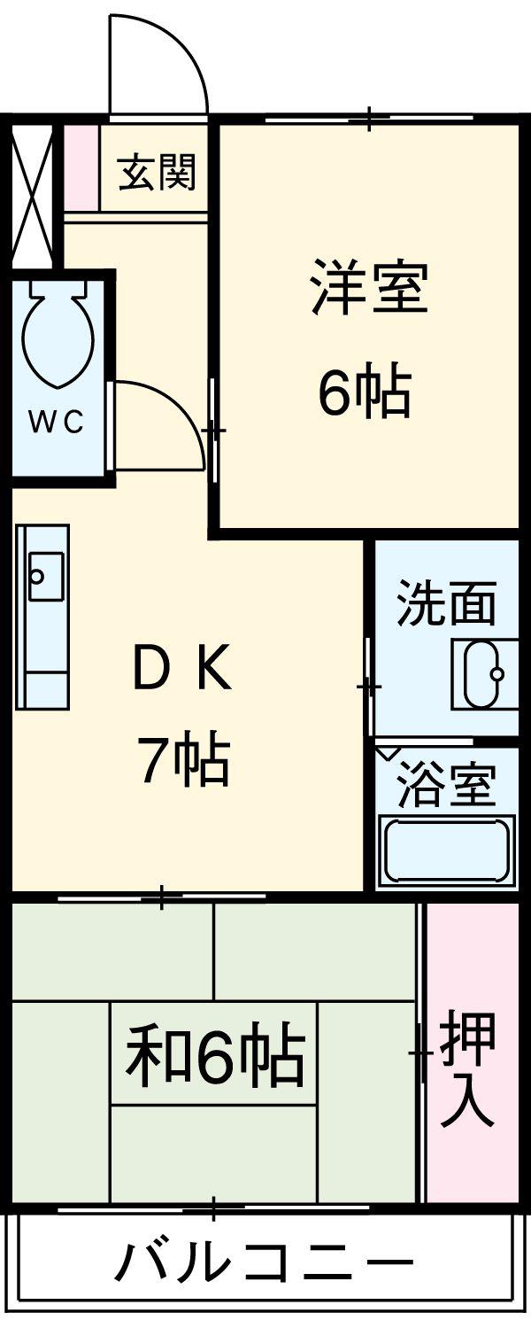 シャンボール朝日(2DK/7階)の間取り写真
