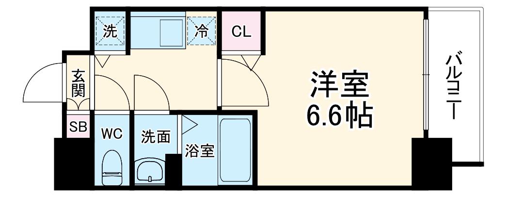 プレサンス天神橋スカイル(1K/12階)の間取り写真