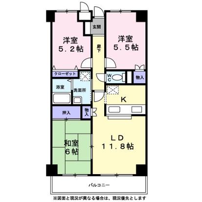 椎の実ハイツ(3LDK/2階)の間取り写真