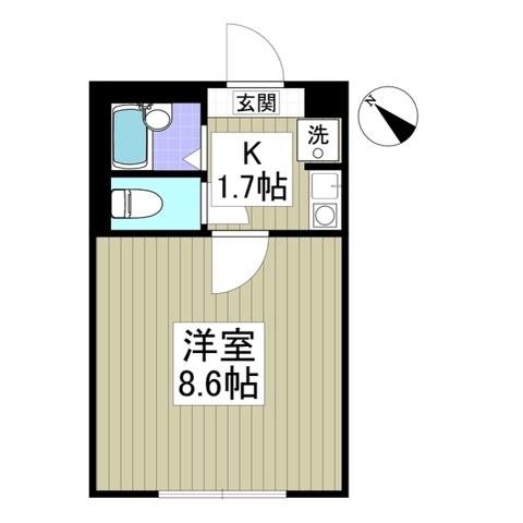 ヴィラージュS(1K/1階)の間取り写真