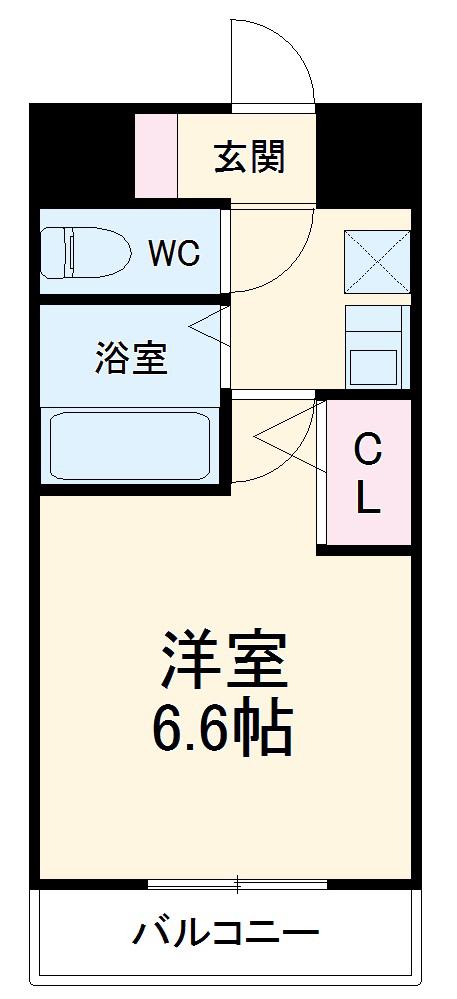 ラナップスクエア京都北野(1K/2階)の間取り写真