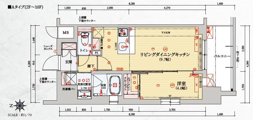ベラジオ雅び京都七条ウエストⅡ(1LDK/4階)の間取り写真