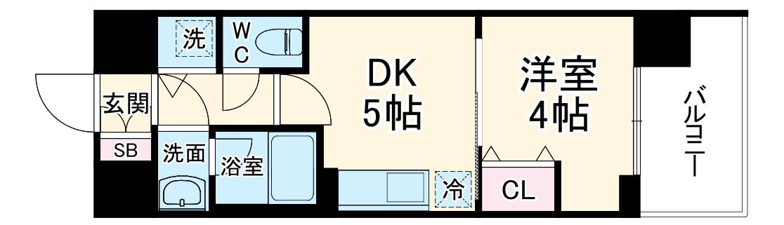 ベラジオ雅び京都七条ウエストⅡ(1DK/6階)の間取り写真