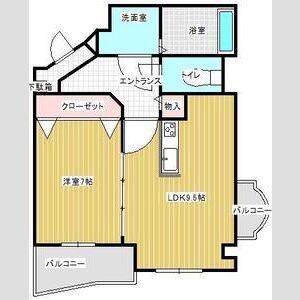 グランウ゛ュー(1DK/4階)の間取り写真